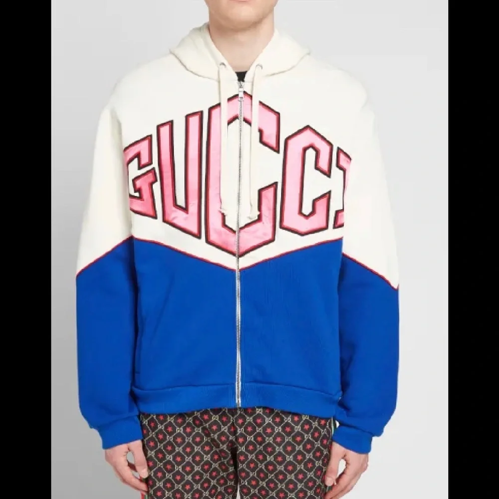 Gucci Multi Color Hooded Sweatshirt With Gucci  Embroidery Sz S - Picture 3 of 11